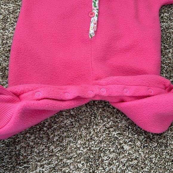 Vintage Babycrest Fleece Winter Pink Floral Baby Walksuit Jumpsuit 12M - Picture 4 of 13